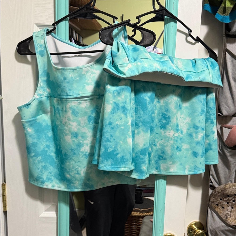 Decree Teal Tie Dye 2-Piece Set: Crop Top (L) & Skirt (XL) NWOT